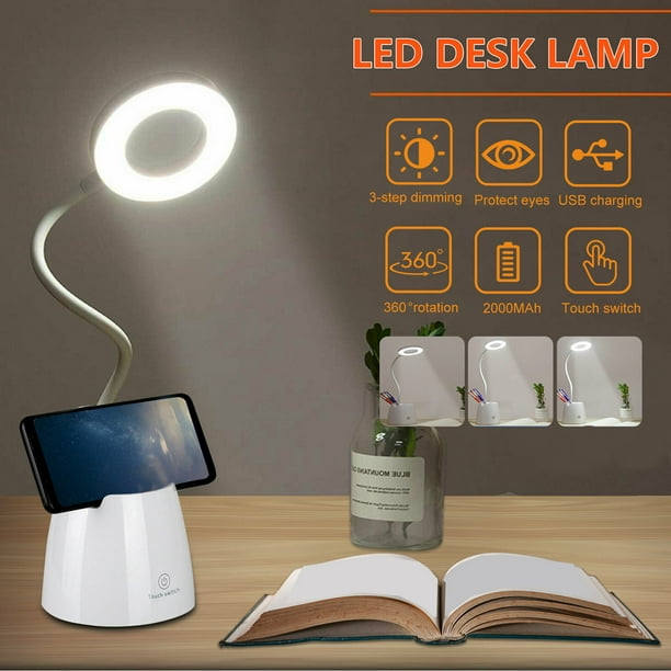 3 Modes Dimmable LED Desk Bedside Reading Lamp Table Touch Control Night Light
